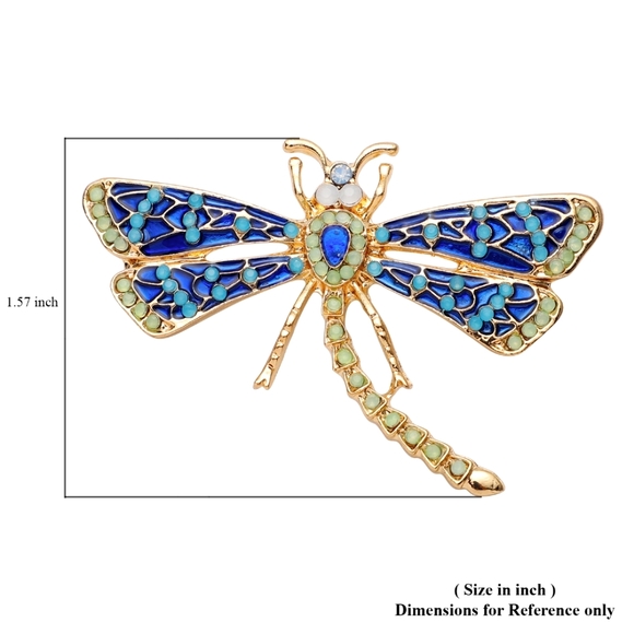 Dragonfly Brooch, gift boxed for Mom. Austrian Crystals & Enamel. - Picture 4 of 6